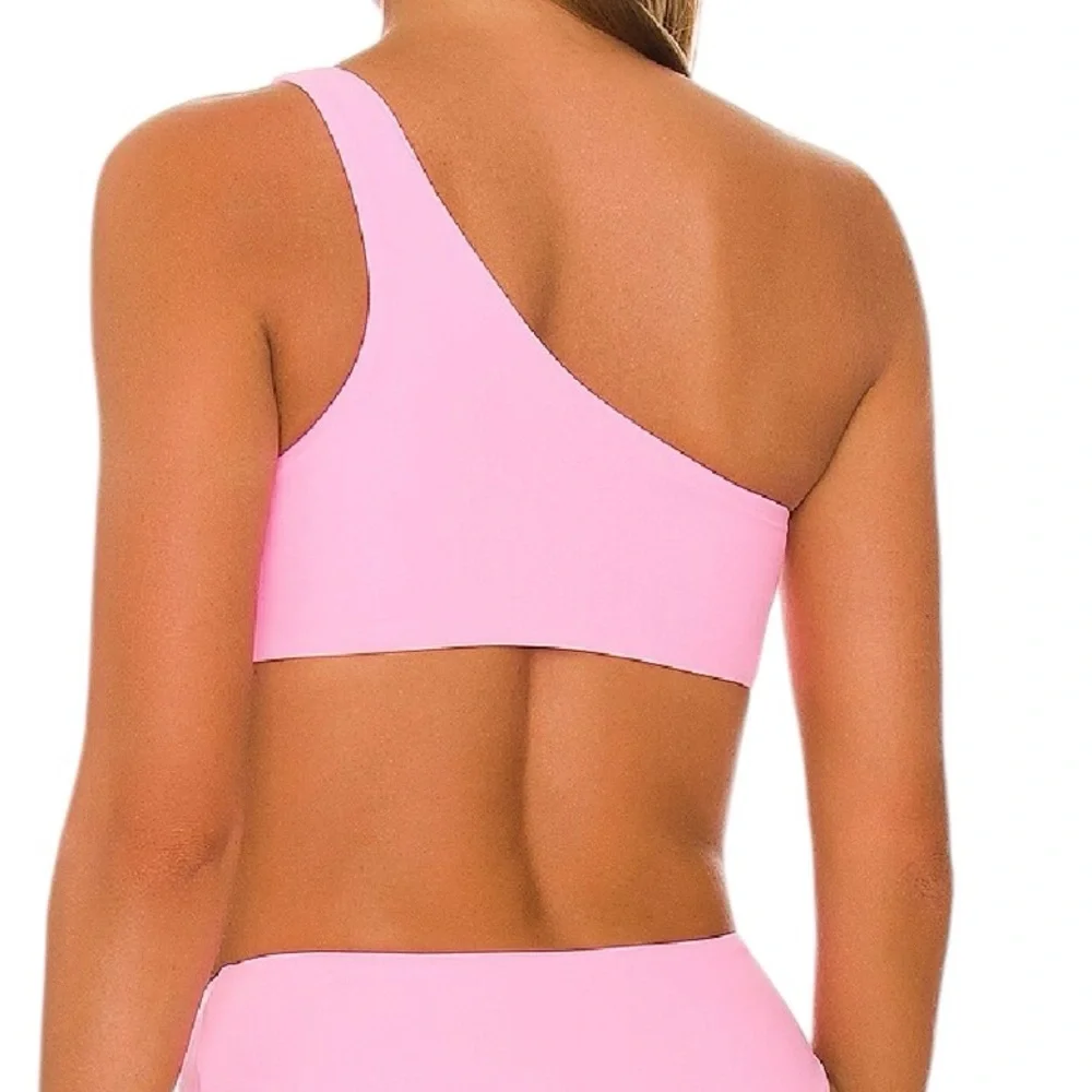 SALE!!! NWT Lovers & Friends Pink Camille One Shoulder Bikini Top Bright Pink - Picture 3 of 9